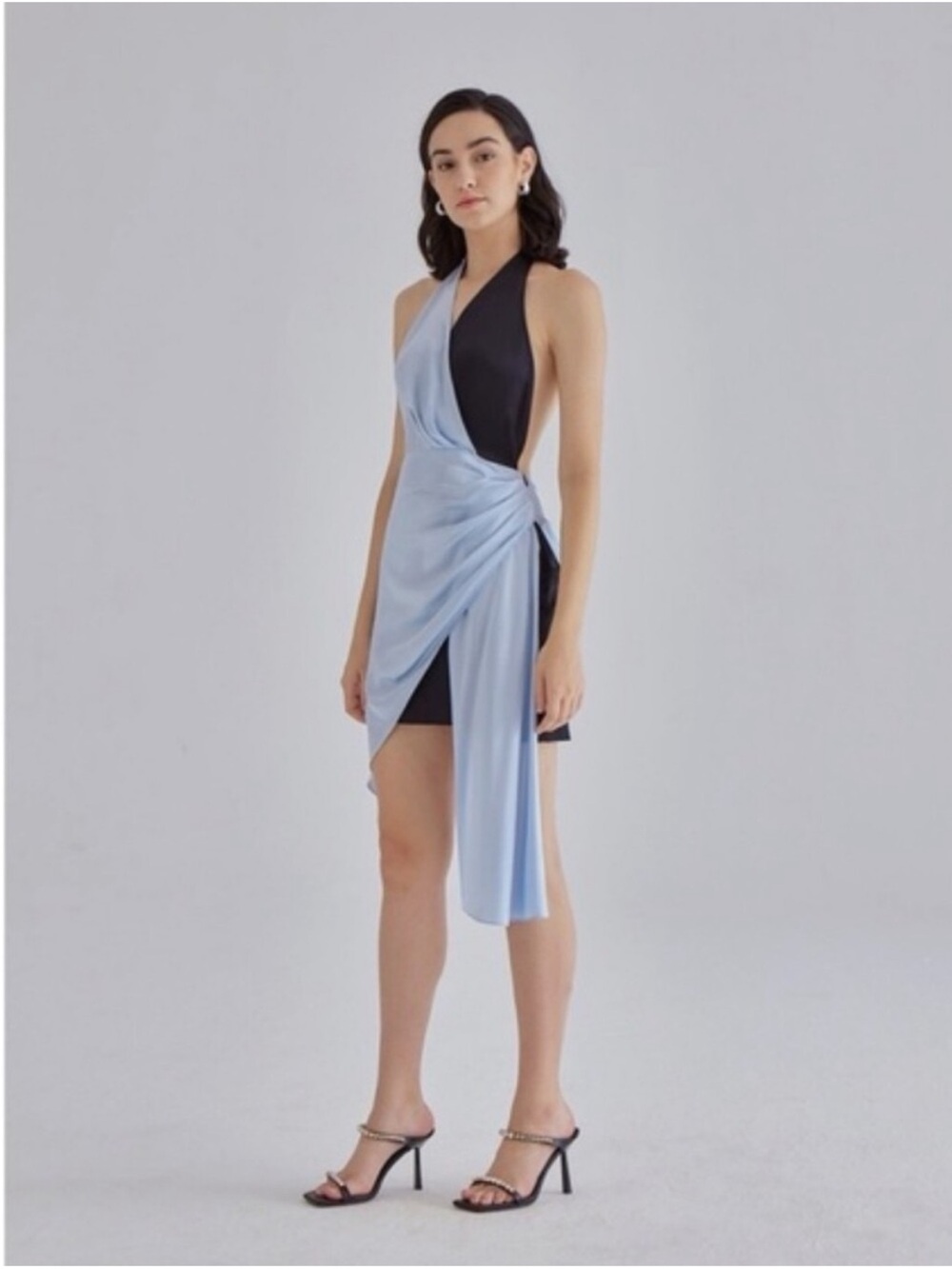 SILK MAISON 100% SILK HALTER MINI DRESS- SMALL